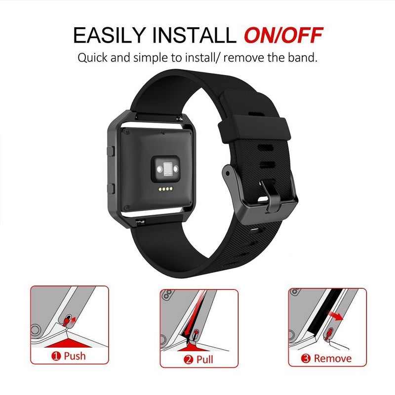 Simpeak Sport Band Compatible with Fitbit Blaze Smartwatch Sport Fitness, Silicone Wrist Band with Meatl Frame Replacement for Fitbit Blaze Men Women, Small, Black Band+Black Frame - Image 5
